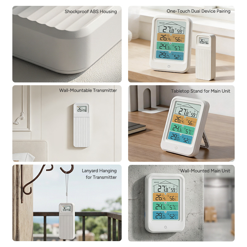 Newest Temperature And Humidity Measurement with 3 Indoor/ Outdoor WirelessSensors Weather Station Thermometer And Hygrometer