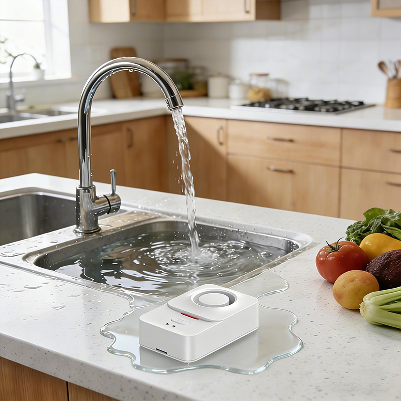 Wireless Flood Leak Alarm Sensor IP66 Dustproof Waterproof 120dB Sound Alert Alexa Google Assistant Integration
