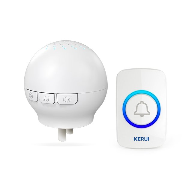 Kerui M522 Wireless Doorbell with F51 Push Button, Operating at over 500 Feet with 32 Chimes, 4 Volume Levels, LED Indicator, 1 Plugin Receiver & 1 Push Button