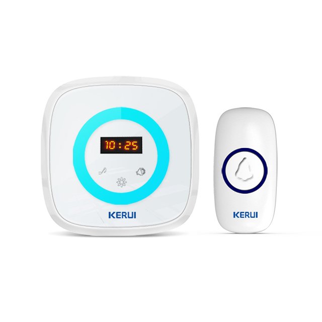Kerui M526 Time Display Doorbell with F55 Push Button, Operating at over 500 Feet with Time Display, 58 Chimes, 4 Volume Levels, 4 Working Modes, 1 Plugin Receiver & 1 Push Button