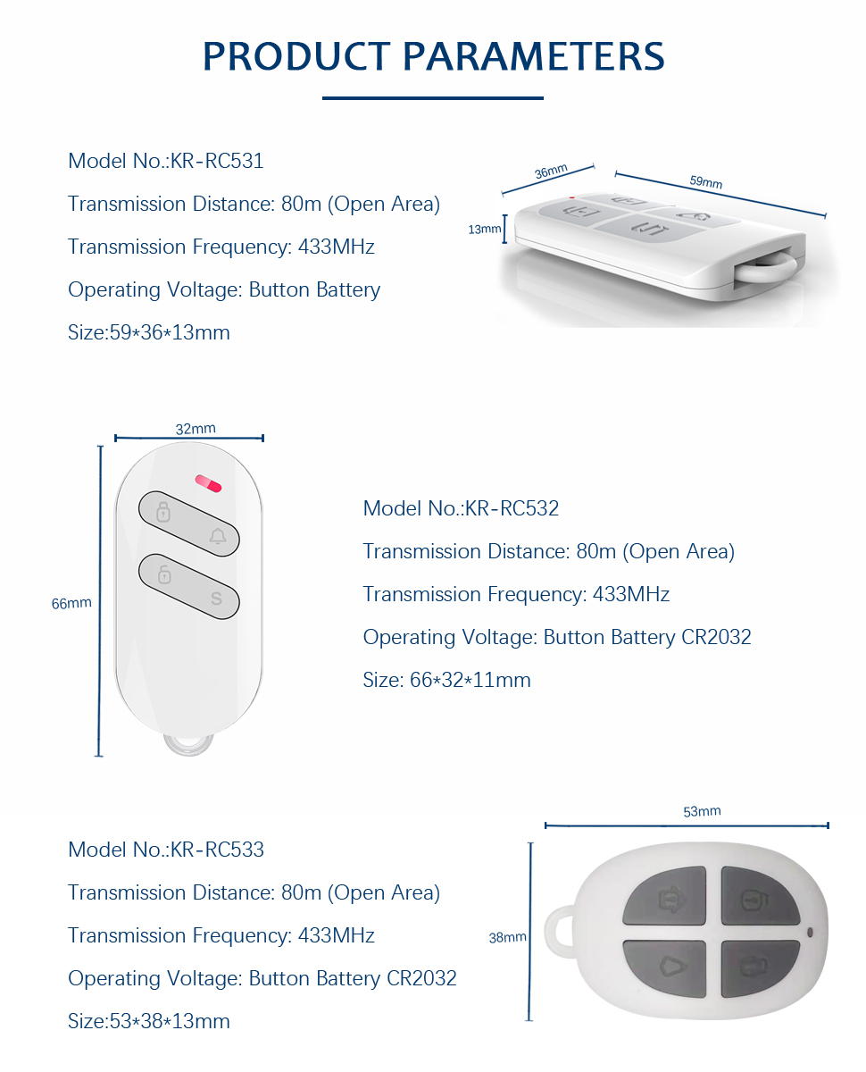 Kerui 433mhz Burglar Alarm Security Accessories Portable Wireless Remote Control