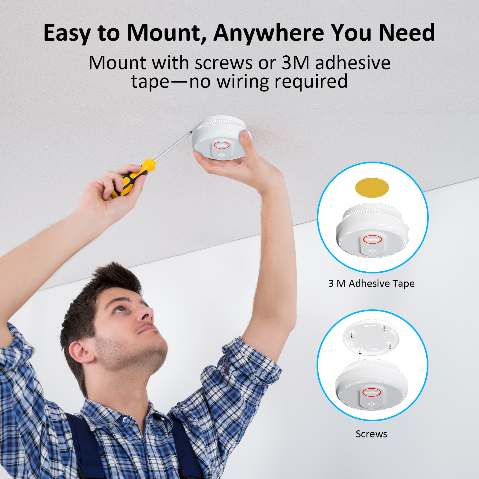 Wireless Smoke Detector Fire Alarm 10 Year Battery GSM RF433MHz Low Battery Notification