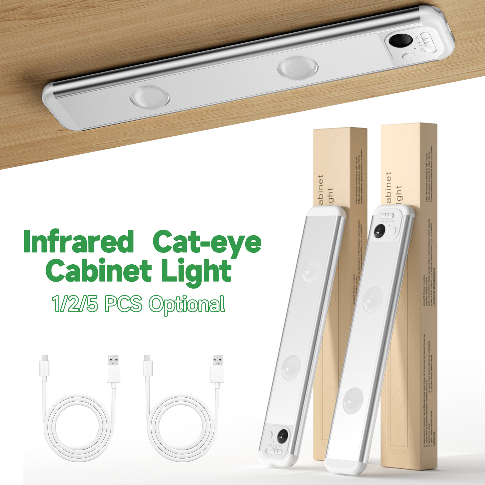 KERUI USB Rechargeable Magnetic LED Night Closet Light Motion Sensor Kitchen PIR Sensor Cabinet Lighting